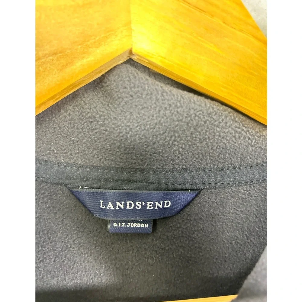 Lands‎ End Gray Fleece Quarter Zip Pullover Long Sleeve Men Size L